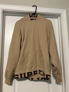 Supreme Hoodie Cotton BEG Solid Color Size Medium In Great Condition - Picture 1 of 4