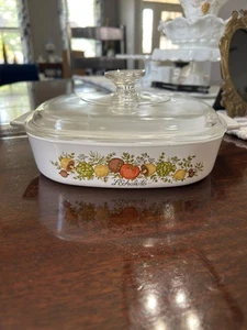 Vintage Corning Ware Spice of Life L’Echalote A-8-B Casserole Dish w/Pyrex Lid - Picture 1 of 11