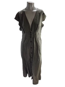 Vestido para mujer Quince extra grande Tencel vintage lavado color verde camisa con botones - Imagen 1 de 10
