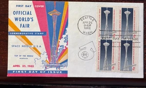 #1196 Space Needle Official World's Fair FDC, block of 4 - Picture 1 of 1