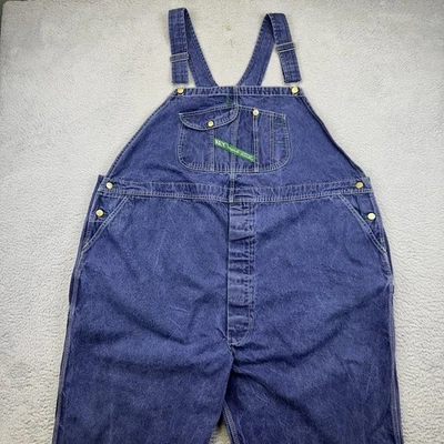 Key Imperial Overalls Mens 58x32 Blue Denim Workwear Carpenter Bib Pants Vintage - Image 1 of 4
