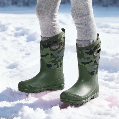 Boys Kids Insulated Winter Boots Waterproof Rain Snow Mud Boots for Outdoor Play - Image 1 of 4