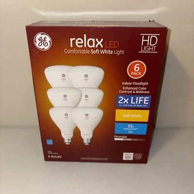 GE Relax 65-Watt EQ 10WHD Soft White Dimmable LED  BR30 Medium Base Bulbs 6-Pack - Image 1 of 2