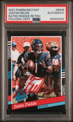 2021 Panini Instant JUSTIN FIELDS Rated Rookie Retro #BW8 PSA Authentic Auto - Image 1 of 3
