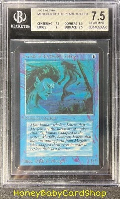 MTG Limited Edition Alpha 1993 Merfolk of the Pearl Trident BGS 7.5 NM+ 93/94 - Image 1 of 4