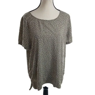 Blusa J. Jill Mujer Talla L Marrón Blanco Lunares Relajada Manga Corta Fluida Foto 1 de 4