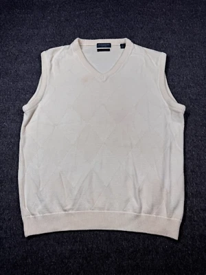 Colete Suéter Masculino Lyle and Scott Scotland Tamanho G Branco 100% Algodão Penteado Decote V - Imagem 1 de 4