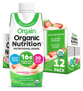 Orgain Organic Nutritional Shake Strawberries & Cream - Meal  16g Grass Fed W...