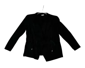 Blazer Jodifl donna nero medio velluto giacca aperta coulisse vita tasche - Foto 1 di 6