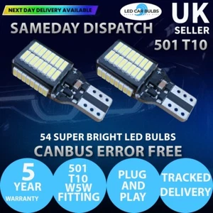 T10 501 SIDELIGHT Error Free LED Lights Car Reverse Parking INTERIOR Bulbs 12V - Picture 1 of 7