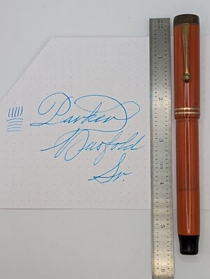 Parker Duofold Senior Big Red Fountain Pen 14k Gold Nib Restored * - Image 1 of 4