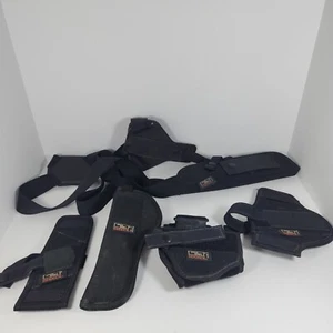 5 Black Uncle Mikes Sidekick Holsters Of Various Sizes And Conditions - Picture 1 of 11