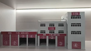 Diorama HO/N Scale Railway Layout City Fire Station Scene Display Building Model - Picture 1 of 24