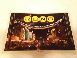 1967 Vintage Reno Jumbo Postcard, 6" x 9" Arch Biggest Little City World Casino - Picture 1 of 5