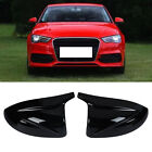 Glossy Black Side Rearview Mirror Covers Cap ABS For Audi A3 S3 RS3 2014-2022
