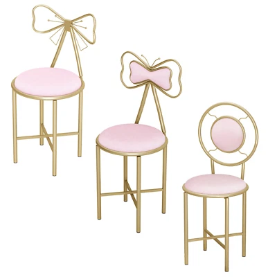 Large Velvet Chair Dressing Stool Sturdy Makeup Vanity Chair Bedroom Living Room - Image 1 of 4