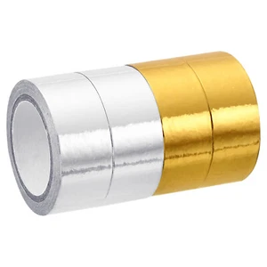 Metallic Washi Tape 15mmx5m, 4 Pack Art Tapes Adhesive Gold Tone,Silver Tone - Picture 1 of 5