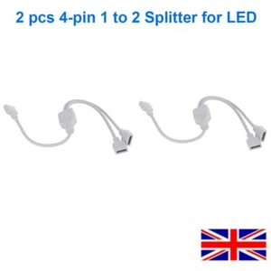 4 PIN 1 TO 2 WAY SPLITTER CONNECTION CABLE FOR RGB LED STRIP LIGHTS 5050 3528 UK - Picture 1 of 2