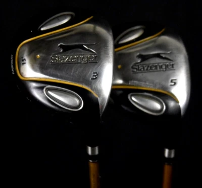 SLAZENGER 5 & 3-WOOD SET LOFT:15 18 FLEX:STIFF LENGTH:42 IN RH NEW GRIPS - Image 1 of 4