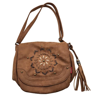 Union Bay Saddlebag Purse  Tassel Crossbody Woven Accents Studs Southwest Design - Image 1 of 4