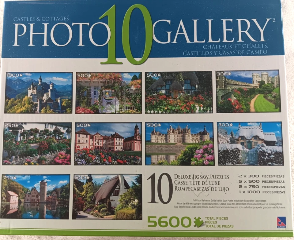 Sure-Lox Photo Gallery 10 Deluxe Jigsaw Puzzles 5600 Pieces Chateaux Chalets - Image 1 of 3