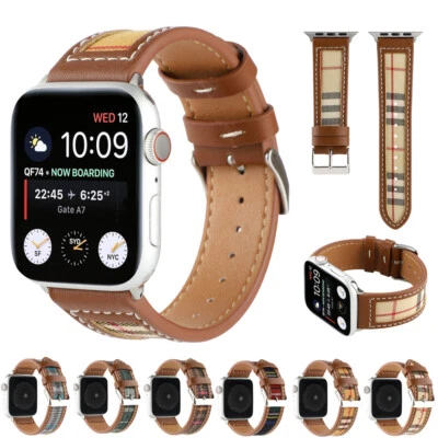 Luxury Designer Soft Leather Strap for Apple Watch Series 38 40 41 42 44 45 mm