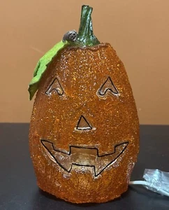 Vintge Halloween Jack O Lantern Orange Pumpkin Light Lamp Works - Picture 1 of 12
