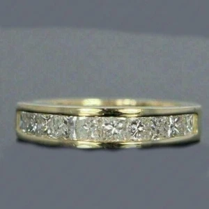 2 Carat Princess Cut Lab Diamond Engagement Ring Band Style 14K Yellow Gold Over - Picture 1 of 13