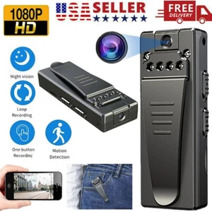 1080P HD Camcorder Mini Police Body Camera 180° Video DVR IR Night Cam 36 Hours - Picture 1 of 12