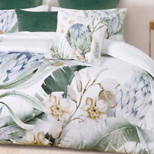 Bianca Evergreen Quilt Cover Set Sage. Stunning piped edging in green 
