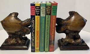 Vtg Stylized FISH Bookends Mid Century Modern Library MCM Nautical Home Decor