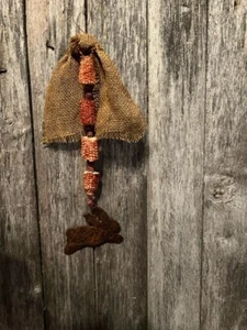 Primitive Easter Bunny Rabbit Corn Cob Peg Hanger Homestead Door Keep Spring - Picture 1 of 12
