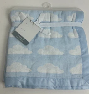 RARA coperta bambino HTF nuova con etichette Carters bambino mio blu e bianco nuvole mussola raso - Foto 1 di 4