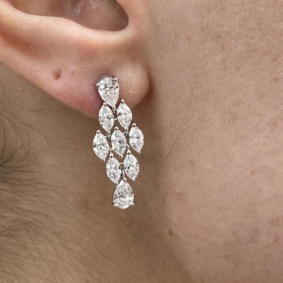 Pear Lab-Created Diamond Dangle Earrings Earrings 3.53ct F/VS 14K White Gold - Image 1 of 4