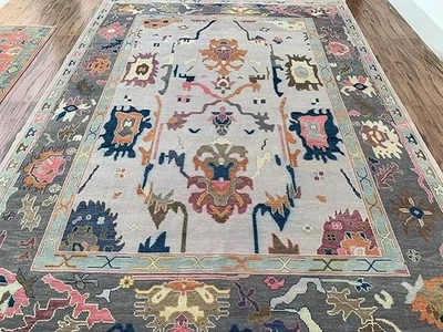 Oushak Hand Knotted Rug – Wool Vintage Look Area Carpet for Home Decor - Image 1 of 4