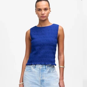 Neu mit Etikett Madewell gesmoktes Tank mit U-Boot-Ausschnitt in Brilliant Sapphire - Größe: XXS - Bild 1 von 12