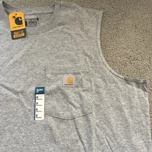 Carhartt Pocket Sleeveless Work T-Shirt Herren Gr. XL Grau Relaxed Läuft Groß - Bild 1 von 7