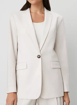 全新带标签 ANN TAYLOR TAN 纹理长款西装外套 8 码 — 第 1/4 张图片