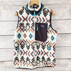 Patagonia donna gilet pile Diamond Felce bambola sud-ovest azteco taglia large - Foto 1 di 8