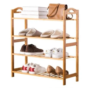 4 Tier Natural Bamboo Wooden Shoe Rack Organizer Stand Storage - Picture 1 of 8