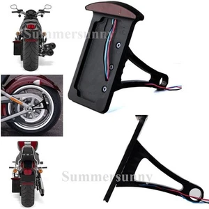 MONTAJE DE EJE LATERAL LED MOTOCICLETA NEGRO SOPORTE DE PLACA DE FRENO ETIQUETA LUZ - Imagen 1 de 9