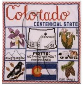 Tabella punto croce Colorado colorata 1983 Betty Shelton, ricordi creativi - Foto 1 di 3