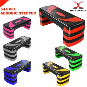 MaxStrength Adjustable 3/5 Level Aerobic Stepper Yoga Step Gym Fitness Exercise - Picture 1 of 65