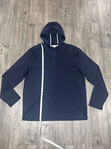 Calvin Klein Striped Black/Blue Three Button Long Sleeve Hooded Shirt Men’s XL - Picture 1 of 7