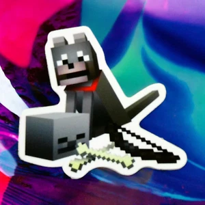 Pegatina Minecraft calavera perro huesos cruzados - Imagen 1 de 2