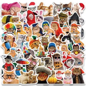 50pcs Random Vinyl Laptop Skateboard Stickers Luggage Decals Lovely Hip-hop Cats - Picture 1 of 7