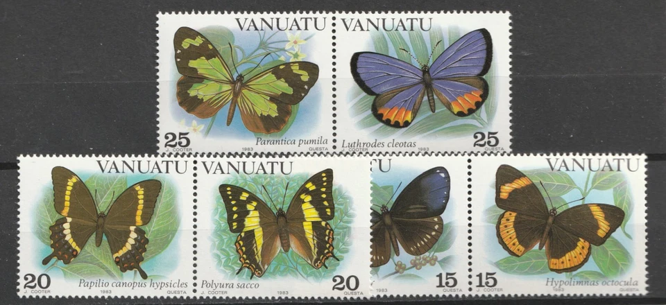 1983 Vanuatu Sc# 346-8 - Insects, Butterflies. MNH stamp set $8.35 - Image 1 of 1
