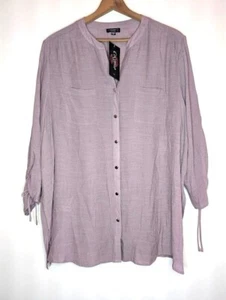 Cocomo Blouse Women's Size 3X Tunic Lavender Long Sleeve Woven Button Front NEW - Picture 1 of 6