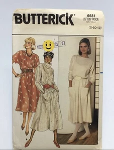 Dress Size 8-12 B6681 Uncut 80s Pattern Loose Fit Blouson Princess Seams Flared - Picture 1 of 2