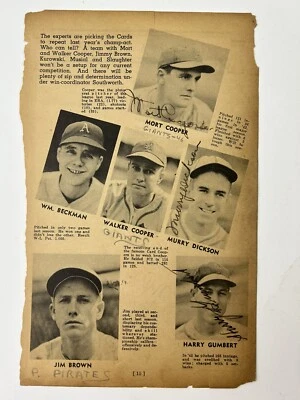 Mort Cooper / Howie Krist St Louis Cardinals Team Signed Sports Magazine Page - Image 1 of 4